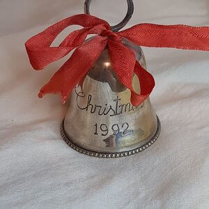 Vtg Christmas Bell 1992 Silver Plated Hand Made India International Silver Co
